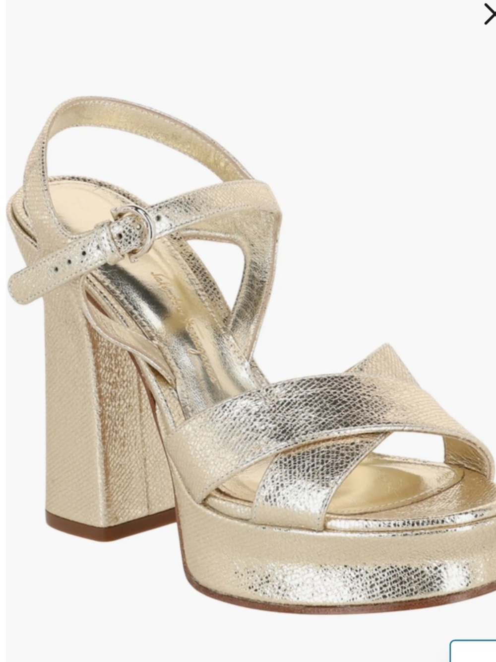 New Ferragamo Women's Gold Platform Sandals size 9.5 - Picture 5 of 5